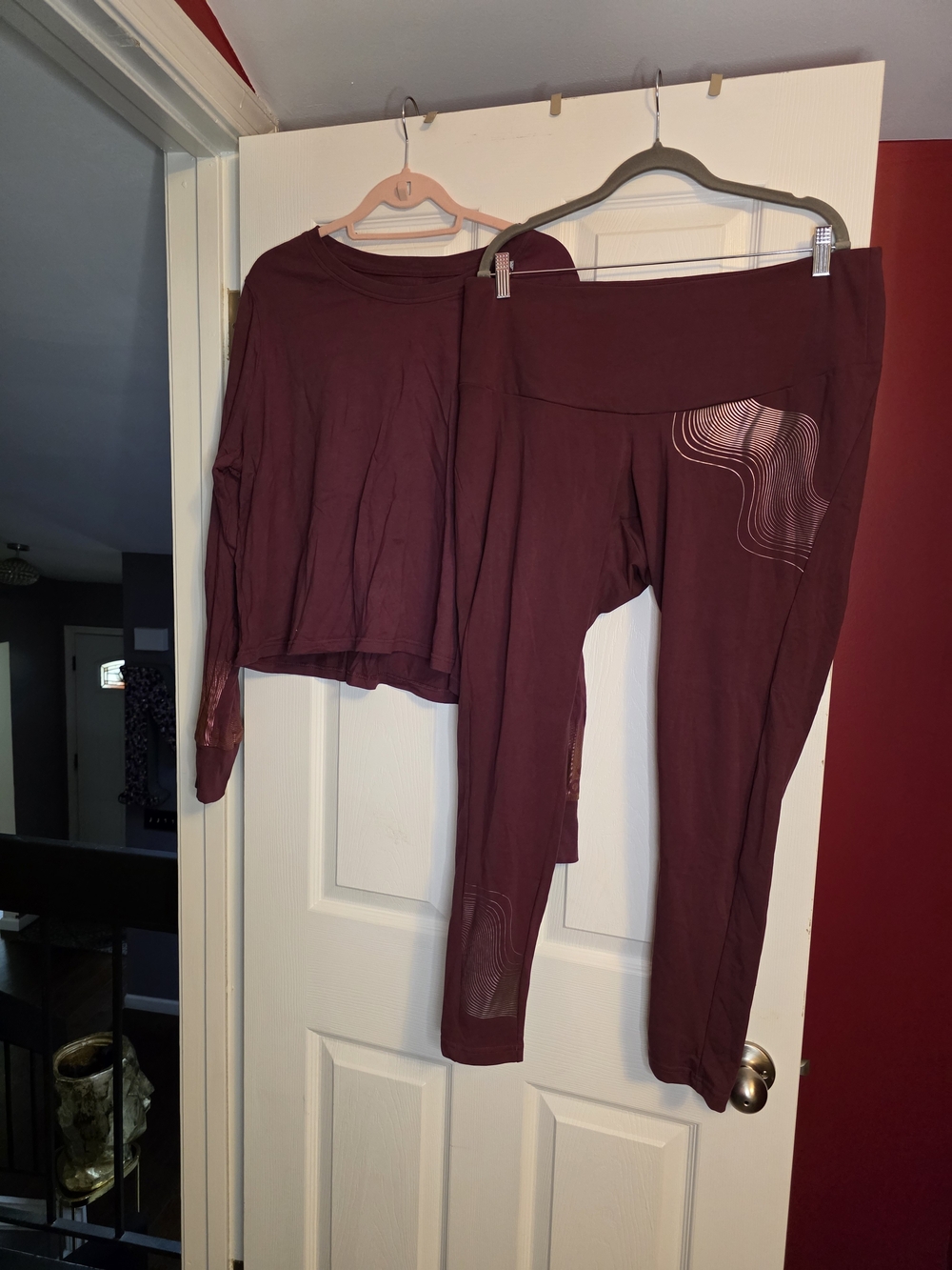 adidas Maroon Long Sleeve Athletic Top